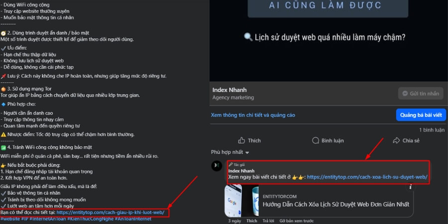 Cách đặt backlinkk trên facebook 